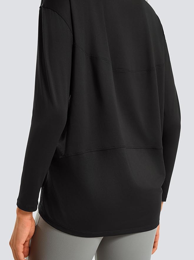 JOYSPELS Ice Silk Boat Neck Long Sleeve Workout Tops for Women Loose Fit Athletic Running Gym Yoga Shirts