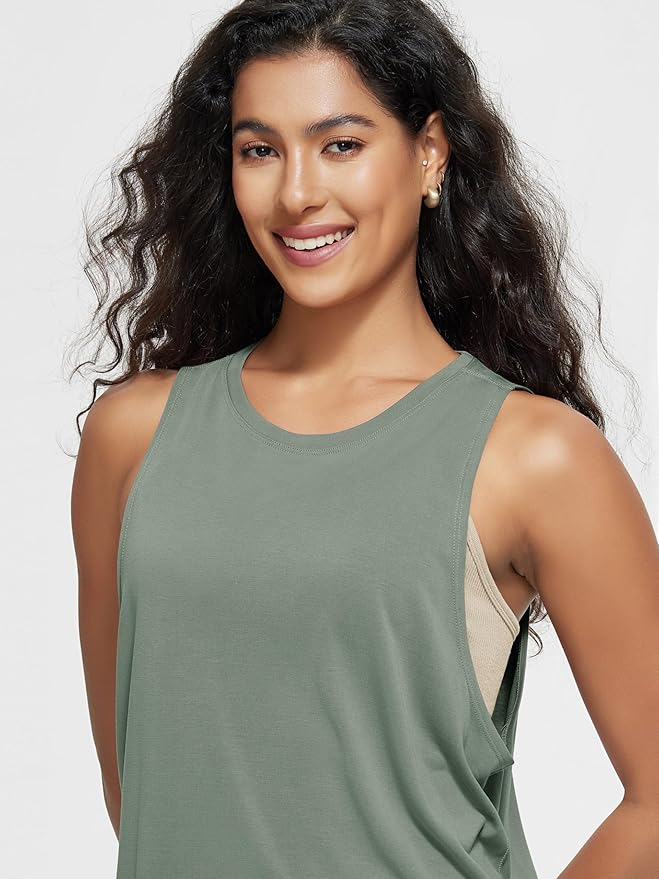 ODODOS 3-Pack Loose Tank Tops for Women Sleeveless Gym Athletic Workout Tops Yoga Shirts