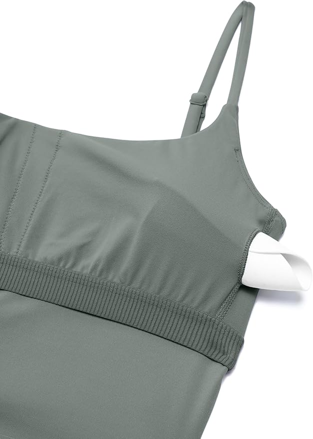CRZ YOGA Butterlift Adjustable U Back Crop Tank Tops for Women - Padded Camisole Scoop Neck Workout Longline Sports Bras