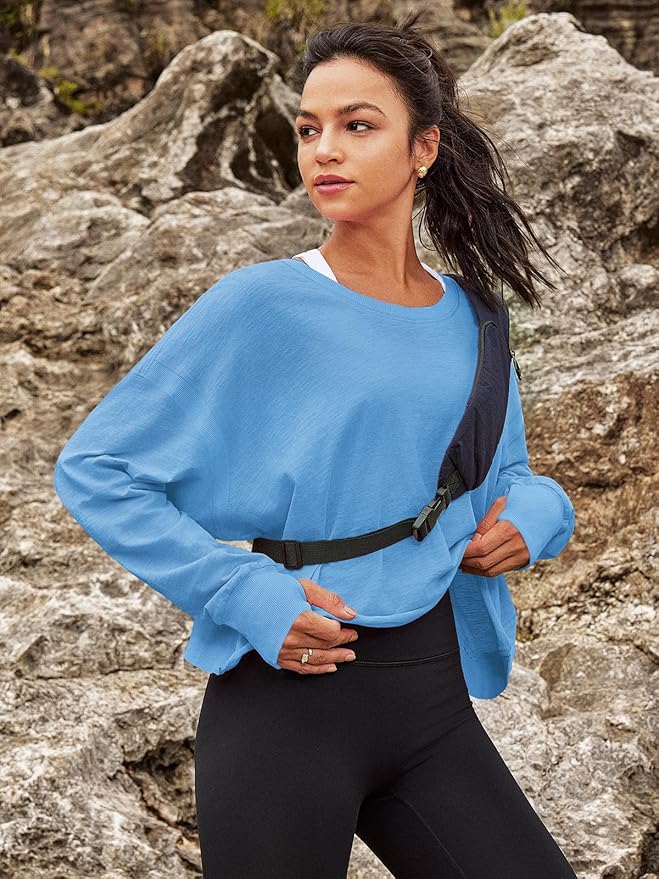 Panadila Womens Open Back Workout Top Long Sleeve Athletic Shirts Casual Crop Running Tee Y2k Yoga