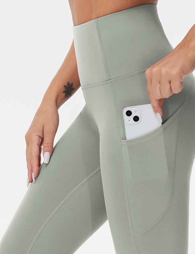 THE GYM PEOPLE Thick High Waist Yoga Pants with Pockets, Tummy Control Workout Running Yoga Leggings for Women