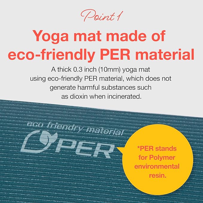PRIMASOLE Yoga Mat Eco-Friendly Material 1/2 inch Non-Slip Yoga Pilates Fitness at Home & Gym 4 Colors with Carrying Case & Strap