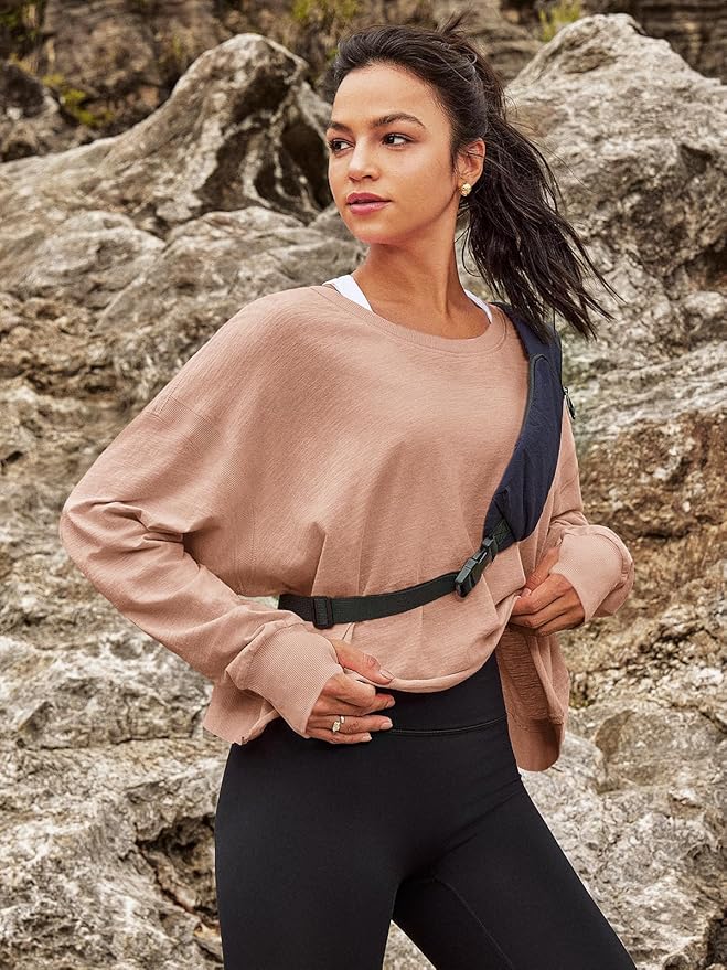 Panadila Womens Open Back Workout Top Long Sleeve Athletic Shirts Casual Crop Running Tee Y2k Yoga