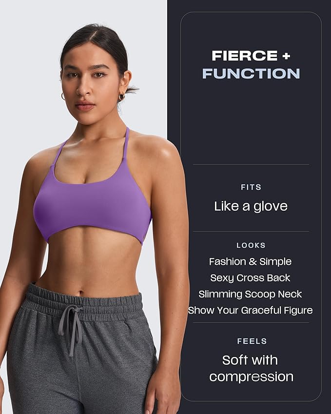 Aoxjox Women's Workout Sports Bras Fitness Trinity Ivy Low Impact Bra Yoga Crop Tank
