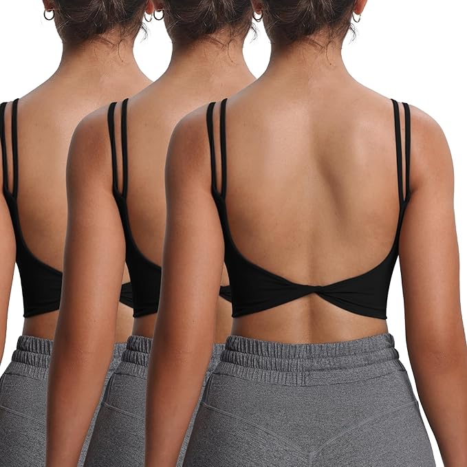 Aoxjox Women's Workout Sports Bras Fitness Yoga Crop Tank Metamorph Twist Back Cami