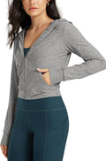 ODODOS Women's Full-Zip Cropped Hoodie - odSTRATUM Tech Ultra Soft UPF 50+ Hooded Jacket with Pockets