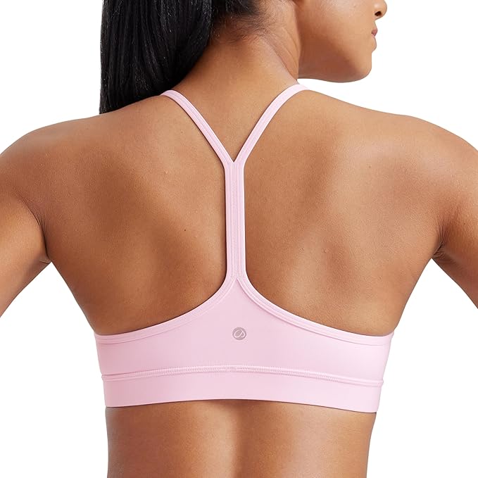 CRZ YOGA Butterluxe Y Back Sports Bras for Women - Padded Racerback Low Impact Spaghetti Thin Strap Workout Yoga Top