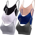 BQTQ 6 Pcs V Neck Bralettes for Women Padded Bralette with Straps Seamless Bra