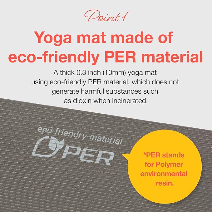 PRIMASOLE Yoga Mat Eco-Friendly Material 1/2 inch Non-Slip Yoga Pilates Fitness at Home & Gym 4 Colors with Carrying Case & Strap