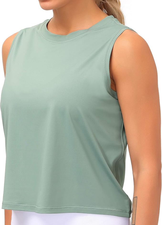 Dragon Fit Womens Ice Silk Workout Tank Tops Sleeveless Cropped Yoga Shirt for Running Gym Summer