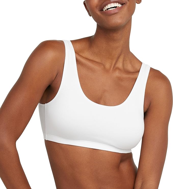 Hanes Women's Pack, Cotton Scoopneck Bralette, Low-Impact Sports Bra, 3-Pack
