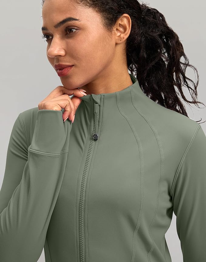 Women's Workout Jackets with 4 Pockets Zip Up Slim Fit Soft Fall Jacket for Yoga Running Athletic