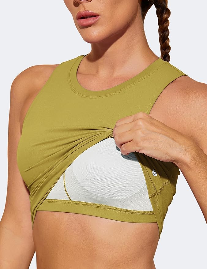 Natural Feelings Nudi Sports Bras for Women Removable Padded Yoga Tank Tops Sleeveless Fitness Workout Crop Tops