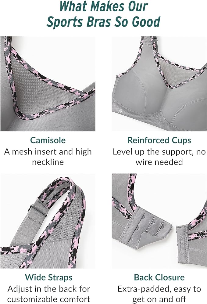 Full Figure Plus Size No-Bounce Camisole Sports Bra Wirefree #1066