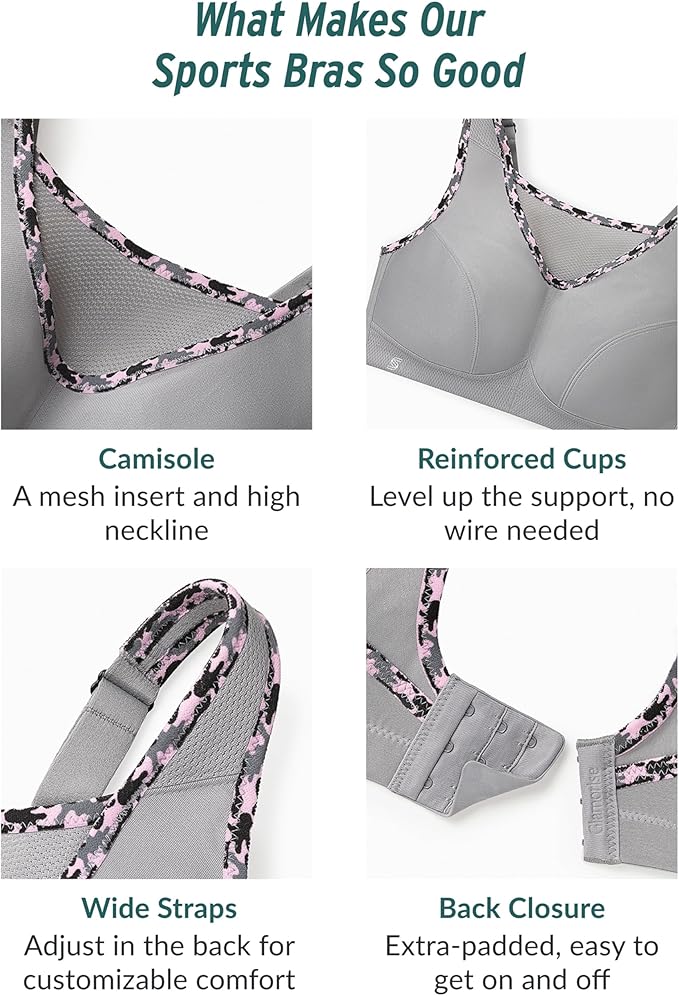 Full Figure Plus Size No-Bounce Camisole Sports Bra Wirefree #1066