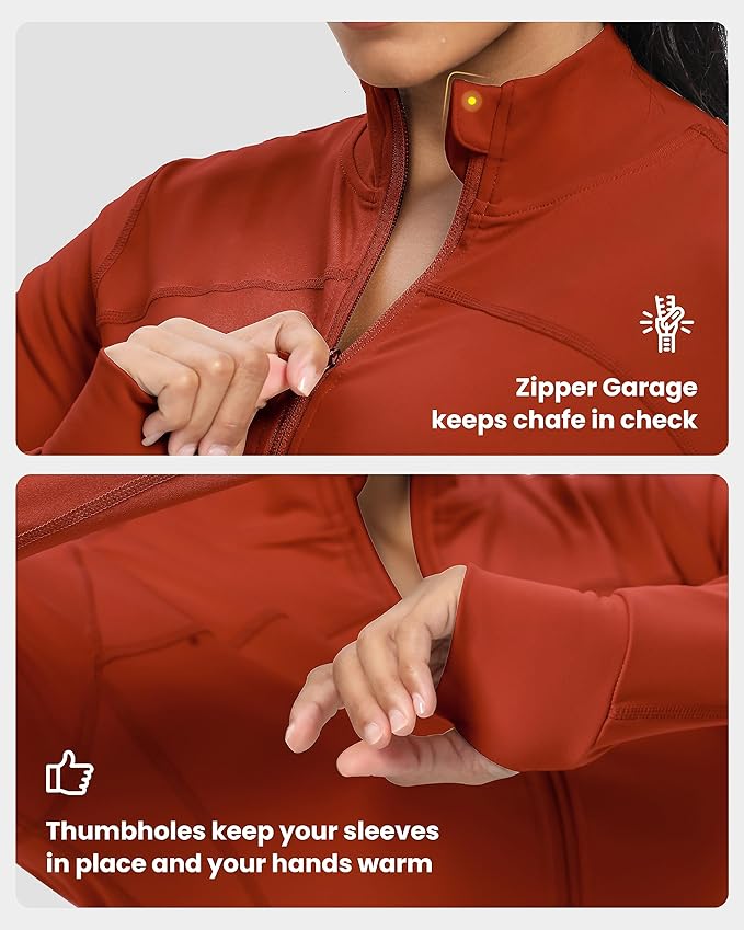 GYM RAINBOW Womens Zip Up Workout Jakcets Lightweight Slim Fit Running Athletic Jackets with Thumb Holes