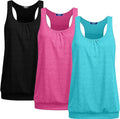 Beyove 3 Pack Banded Bottom Workout Tops for Women Tummy Flattering Yoga Tank Tops Plus Size Racerback Athletic Gym Shirts