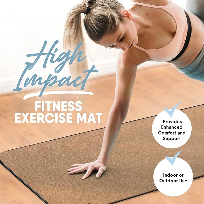 MICRODRY Cork Mat for Yoga, Pilates, Exercise and More, Fitness Mats for Home Workout, 72 (L) x 26 (W) x 0.25 (Th) inches Each Gym Mat