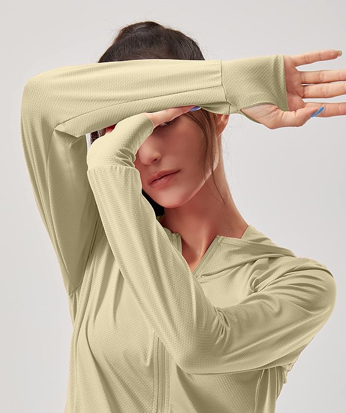 Soothfeel Women's UPF 50+ Sun Protection Hoodie Jacket Lightweight Long Sleeve Sun Shirt for Women with Pocket Hiking Outdoor