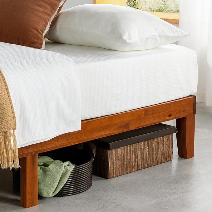 Mellow Naturalista Classic 12-Inch Solid Wood Platform Bed | Wooden Slats, No Box Spring Needed, Easy Assembly | King, Cherry
