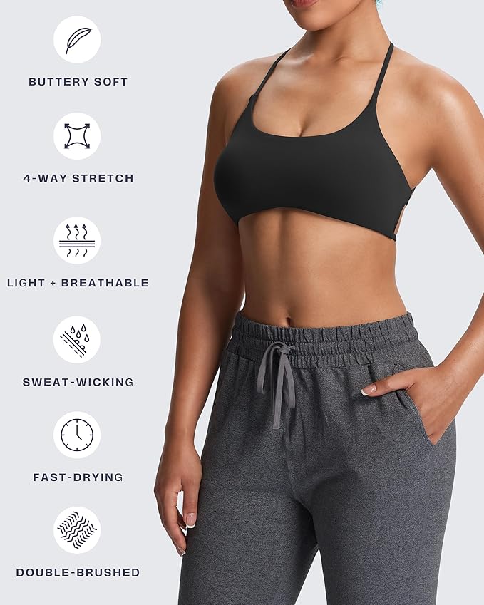 Aoxjox Women's Workout Sports Bras Fitness Trinity Ivy Low Impact Bra Yoga Crop Tank