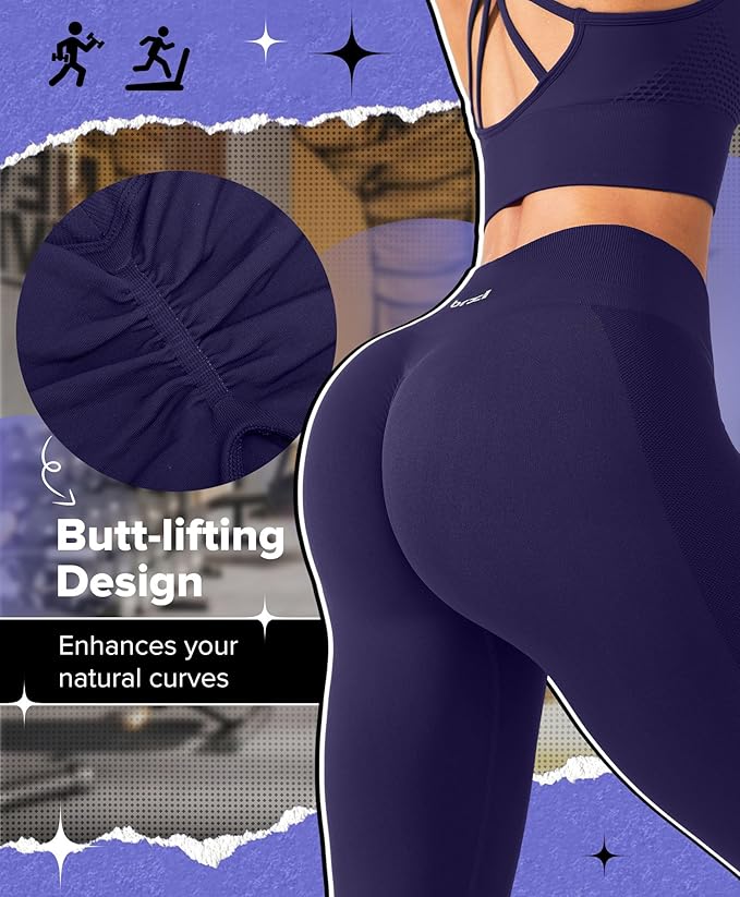 BRXL Butt Lifting Lycra No Front Seam Workout Leggings for Women Tummy Control High Waist Seamless Gym Running Leggings