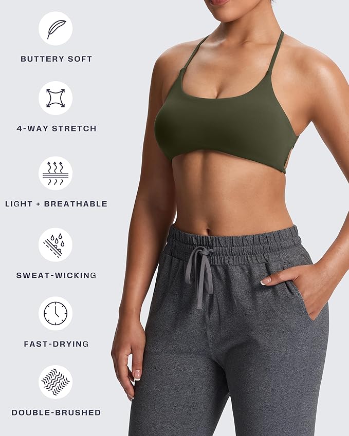 Aoxjox Women's Workout Sports Bras Fitness Trinity Ivy Low Impact Bra Yoga Crop Tank