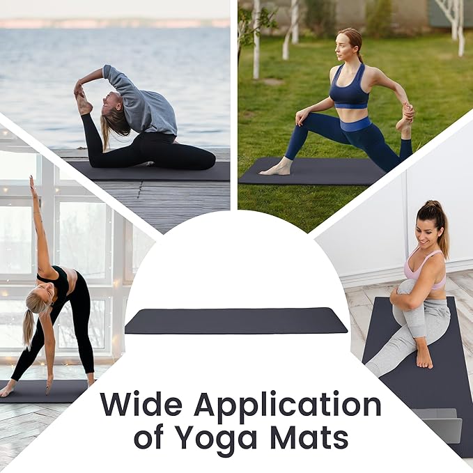 Fitvids Yoga Mat, 1/2-Inch Extra Thick High Density Exercise Mat, Anti-Tear Exercise Yoga Mat with Carrying Strap, Suitable for Various Yoga Exercises