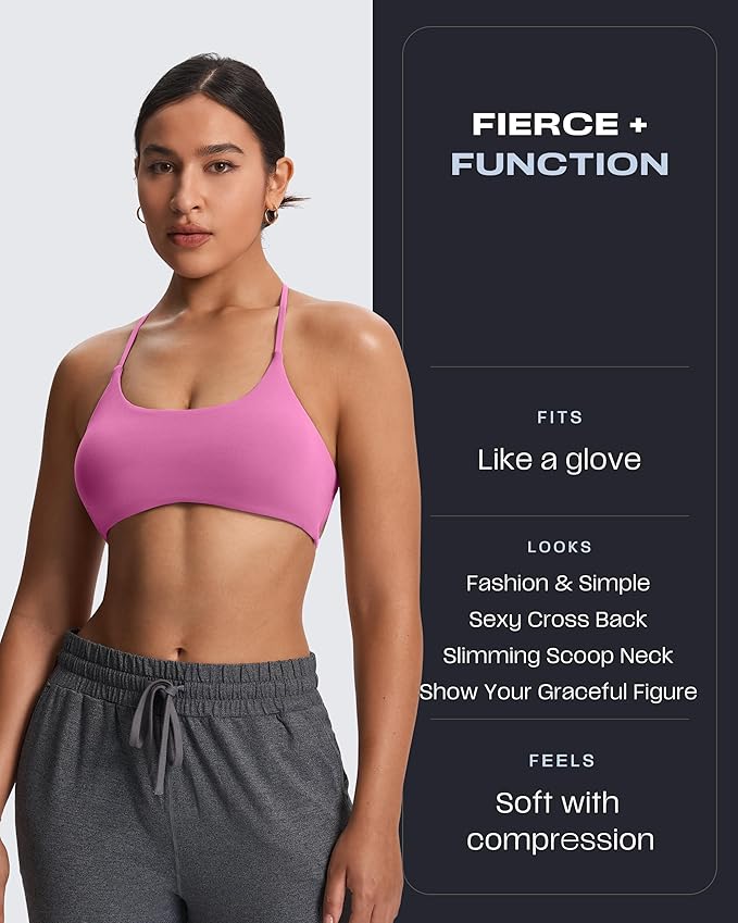 Aoxjox Women's Workout Sports Bras Fitness Trinity Ivy Low Impact Bra Yoga Crop Tank
