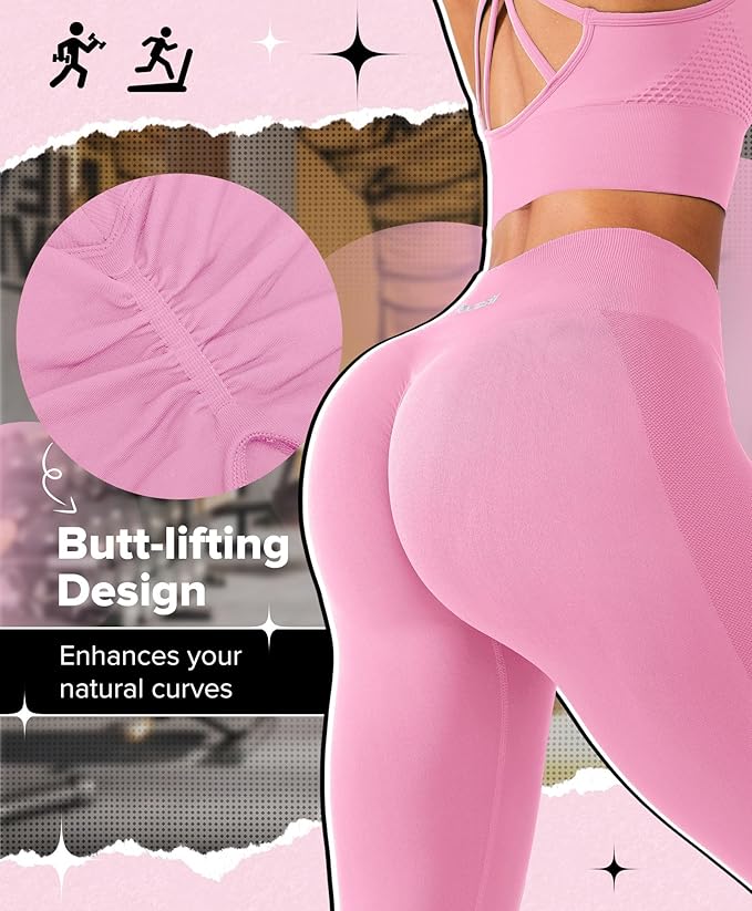 BRXL Butt Lifting Lycra No Front Seam Workout Leggings for Women Tummy Control High Waist Seamless Gym Running Leggings
