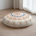 Meditation Cushion 32 Inch Round, Extra Thick Memory Foam Floor Pillow with Removable Washable Cover, Bohemian Mandala Yoga Cushion for Adults - Ideal Gift & Holiday Decor, Brown