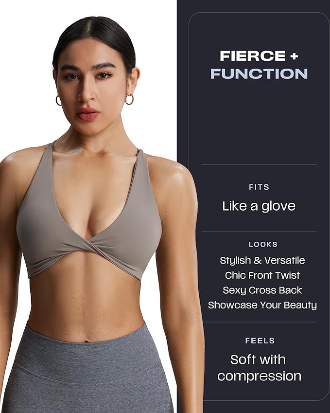 Aoxjox Women's Workout Sports Bras Fitness Metamorph Sienna Twist Bra Yoga Crop Tank