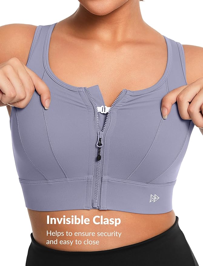 Yvette Front Closure Sports Bras for Women High Support Large Bust Supportive Sports Bra High Impact for Running