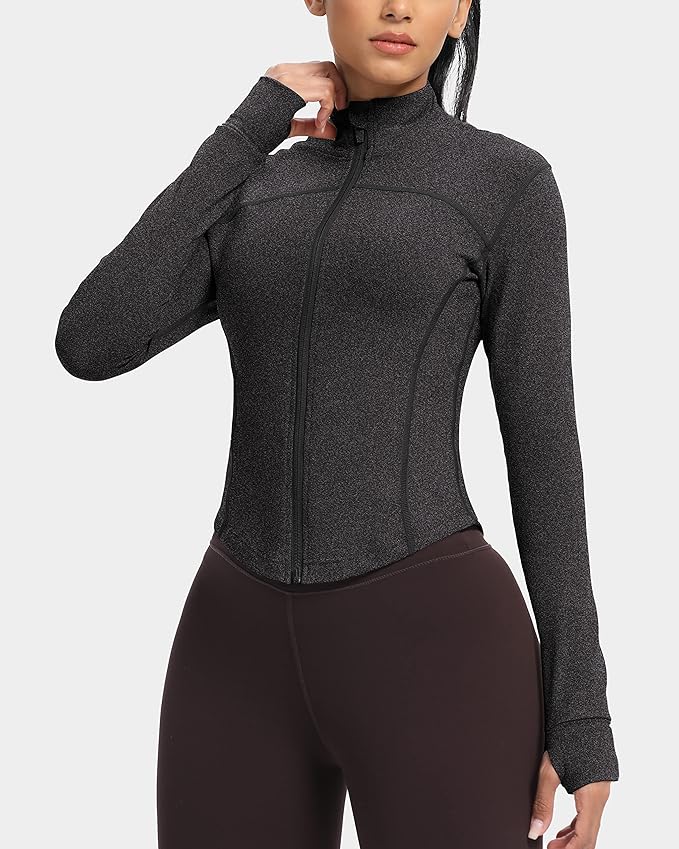 GYM RAINBOW Womens Zip Up Workout Jakcets Lightweight Slim Fit Running Athletic Jackets with Thumb Holes