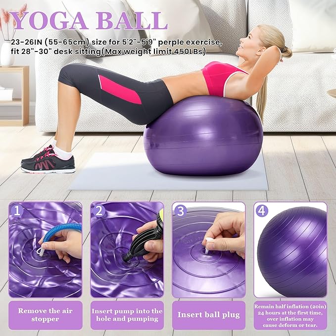 All in One Yoga Wheel Set, Soft Foam Roller Wheel for Back Pain & Stretching, Yoga Blocks 2 Pack with Strap, Trigger Point Therapy Massage Ball for Deep Tissue, Yoga Starter Kit for Beginner