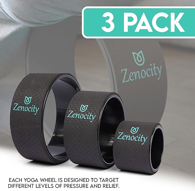 Yoga Back Roller - Yoga Wheel for Stretching and Back Pain Relief - Back Stretcher - Foam Roller - Balance Accessory for Stretching - Thick Padding for Comfort - Improve Flexibility