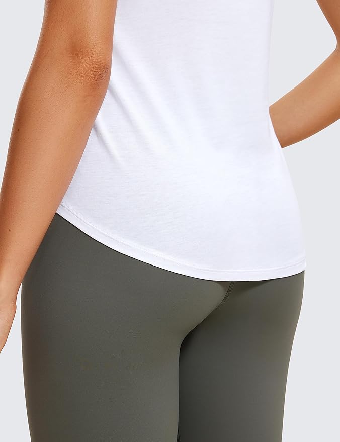 CRZ YOGA Pima Cotton Racerback Tank Tops for Women - Workout Athletic Casual Soft Scoop Neck Sleeveless Shirts