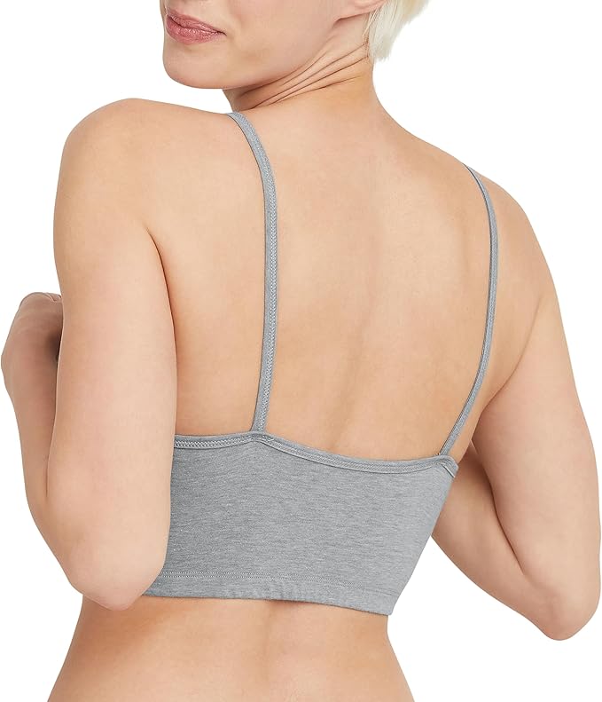 Hanes Women's String Bralette Pack, 3-Pack, Cotton Sports Bralette Bras for Women, Solid or Assorted Wireless Bras