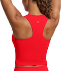 CRZ YOGA Seamless Ribbed High Neck Crop Tank Tops for Women - Longline Racerback Padded Sports Bras
