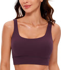 CRZ YOGA Butterluxe U Back Longline Sports Bras for Women - Scoop Neck Padded Yoga Workout Crop Top with Built in Pads