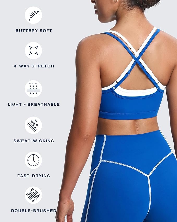 Aoxjox Women's Workout Sports Bras Takes Two Bra High Impact Training Fitness Running Yoga Crop Tank
