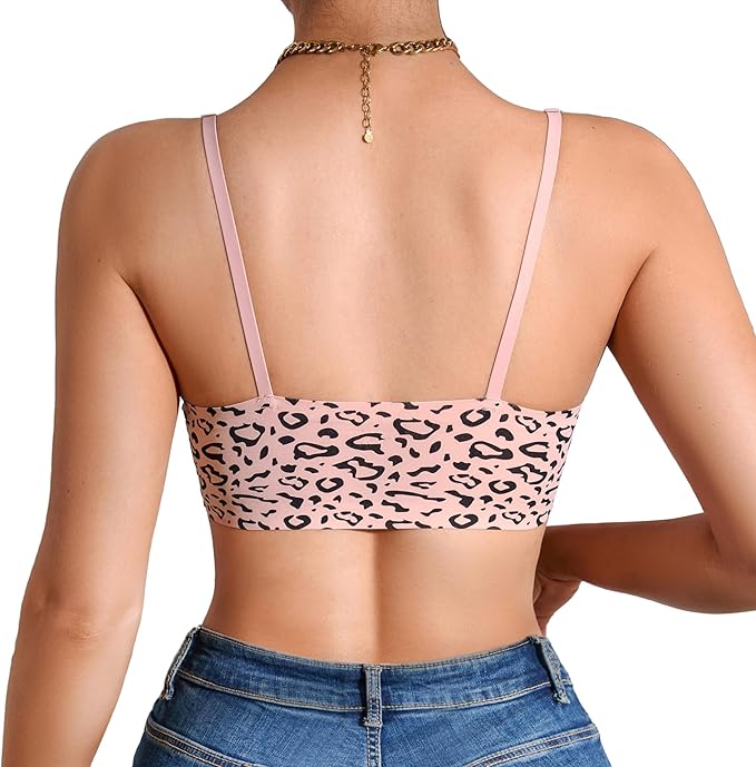 DEANGELMON V Neck Bra Padded Seamless Adjustable Straps Bralettes Everyday Basic Sleeping Bras Multiple Pack