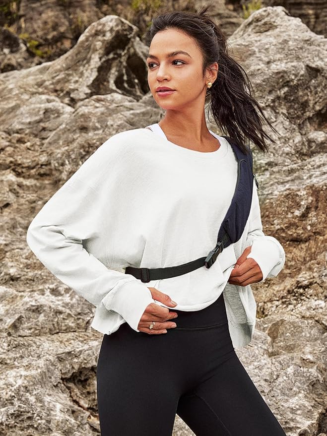 Panadila Womens Open Back Workout Top Long Sleeve Athletic Shirts Casual Crop Running Tee Y2k Yoga