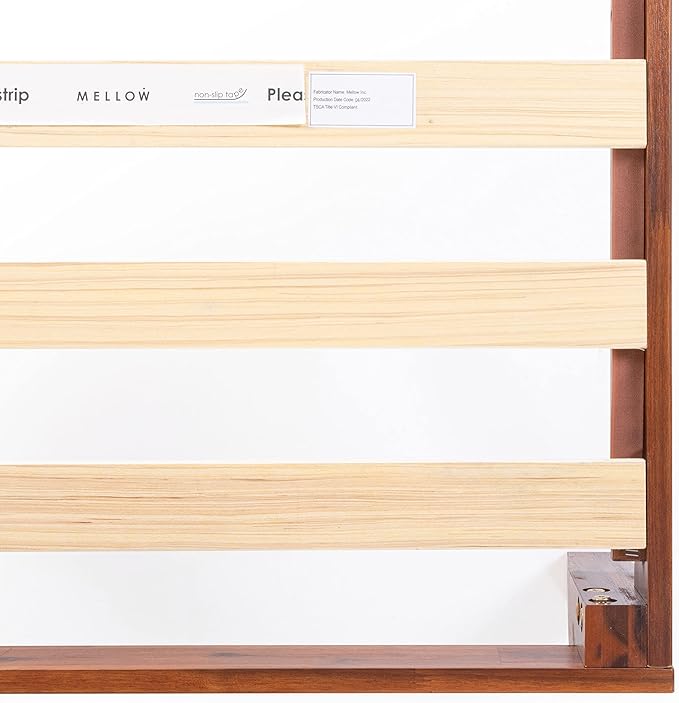 Mellow Naturalista Classic 12 Inch Solid Wood Platform Bed with Wooden Slats, Cal King, Cherry