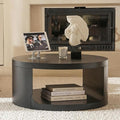 Round Coffee Table with Storage, 31.5" Modern Living Room Table, 2 Tier Circle Wood Center Tables for Apartment, Living Room, Open-Style Storage Black Coffee Tables, 31"*14.1" (Black)