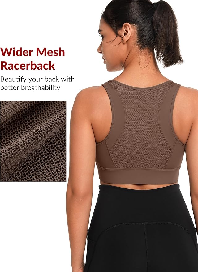 Yvette Front Closure Sports Bras for Women High Support Large Bust Supportive Sports Bra High Impact for Running