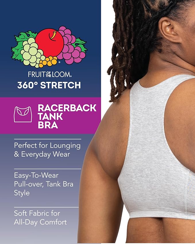 Fruit of the Loom Women's Cotton Tank Bra for Women - Ultimate Comfort & Breathable Fit