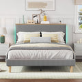 Bestier Queen Bed Frame with Adjustable Headboard & LEDLighting, Corduroy Upholstered Platform Bed Frame withStorage Shelf, Solid Wood Slats, No Box Spring Needed,Never Squeak, Easy Assembly, Grey