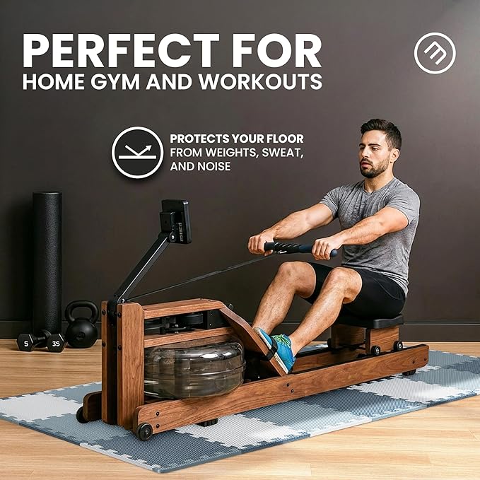 bemaxx Gym Mats Set - 18 pcs EVA Interlocking Foam Floor Tiles (12.6"x12.6"x0.4") 18sqft Protective Gym Flooring Sports Home Workout Exercise Mats Puzzle Garage Fitness Play-Room Pool Treadmill Bike