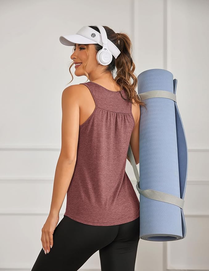 PINSPARK Workout Tops for Women Racerback Tank Tops Sleeveless Athletic Running Shirts Lightweight Yoga Gym Tank,2 Pack S-3XL